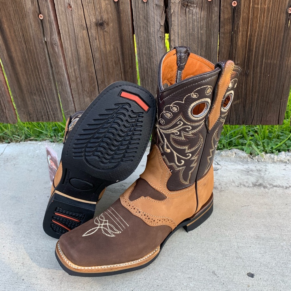 Boys Cowboy Western Rodeo Leather Boots Bota Vaquera para Jovencito